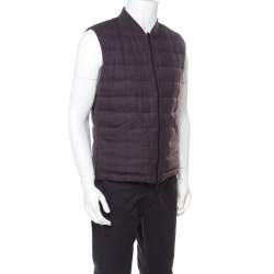 Brunello Cucinelli Bicolor Linen Wool Checked Sleeveless Reversible Puffer Jacket/Vest L