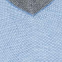 Brunello Cucinelli Light Blue Cotton V Neck Sweater 4XL