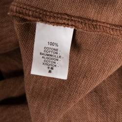 Pre Owned  Brunello Cucinelli Brown Cotton Pique Denim Collar Inset Polo T Shirt XXL