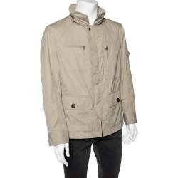 Brunello Cucinelli Beige Cotton & Synthetic Hooded Cargo Jacket XL