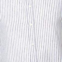 Pre Owned Brunello Cucinelli White Striped Linen Slim Fit Shirt M