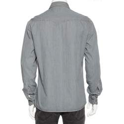 Brunello Cucinelli Grey Chambray Button Front Leisure Fit Shirt M