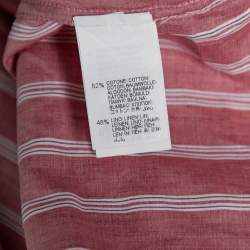 Pre Owned Brunello Cucinelli Pink Striped Cotton & Linen Leisure Fit Shirt XL