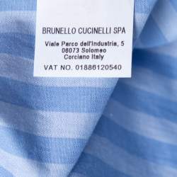Brunello Cucinelli Blue Striped Cotton Button Down Shirt S
