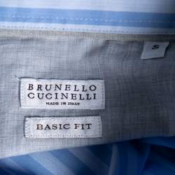 Brunello Cucinelli Blue Striped Cotton Button Down Shirt S