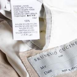 Pre Owned Brunello Cucinelli Beige Suede Sleeveless High Neck Puffer Jacket L