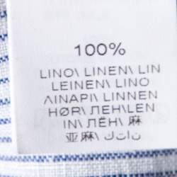 Brunello Cucinelli Blue Stripe Linen Button Front Shirt XXL