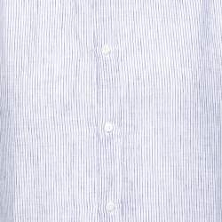 Brunello Cucinelli Blue Stripe Linen Button Front Shirt XXL