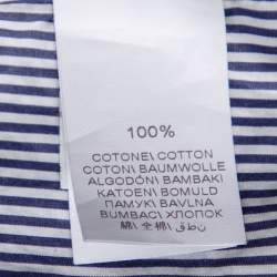 Pre Owned Brunello Cucinelli Blue and White Striped Cotton Button Front Shirt XXL
