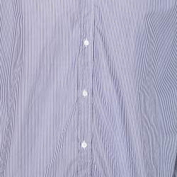Pre Owned Brunello Cucinelli Blue and White Striped Cotton Button Front Shirt XXL