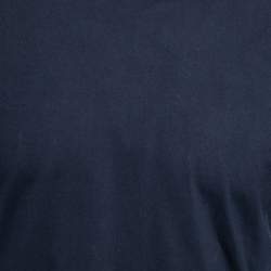 Pre Owned Brunello Cucinelli Navy Blue Cotton Slim Fit Short Sleeve T-Shirt S