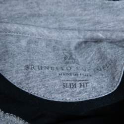 Pre Owned Brunello Cucinelli Navy Blue Cotton Slim Fit Short Sleeve T-Shirt S