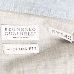 Pre Owned Brunello Cucinelli Blue Cotton Button Down Leisure Fit Shirt S