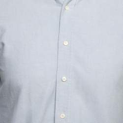 Pre Owned Brunello Cucinelli Blue Cotton Button Down Leisure Fit Shirt S