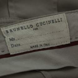 Pre Owned Brunello Cucinelli Grey Taupe Cotton Trousers L