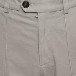 Pre Owned Brunello Cucinelli Grey Taupe Cotton Trousers L