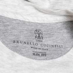 Pre Owned Brunello Cucinelli Grey Cotton Short Sleeve Slim Fit T-Shirt XL