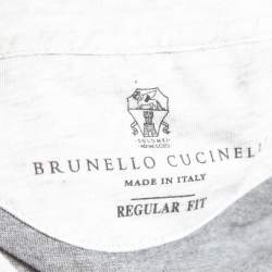 Pre Owned Brunello Cucinelli Grey Cotton V-Neck Short Sleeve Regular Fit T-Shirt XXL