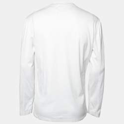 Pre Owned Brunello Cucinelli White Cotton Long Sleeve Slim Fit T-Shirt XL