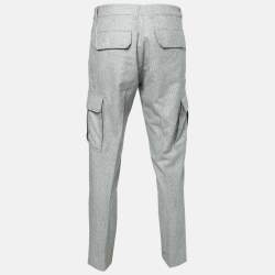 Pre Owned Brunello Cucinelli Grey Checked Wool Patch Pocket Detail Pants XL