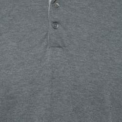 Pre Owned Brunello Cucinelli Grey Cotton Pique Slim Fit Polo T-Shirt XL