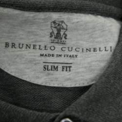 Pre Owned Brunello Cucinelli Grey Cotton Pique Slim Fit Polo T-Shirt XL