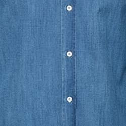 Brunello Cucinelli Blue Cotton Slim Fit Shirt M