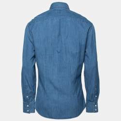 Brunello Cucinelli Blue Cotton Slim Fit Shirt M