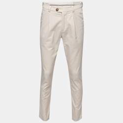 Pre Owned Brunello Cucinelli Cream Cotton Straight Fit Pants S