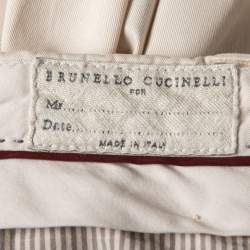 Pre Owned Brunello Cucinelli Cream Cotton Straight Fit Pants S