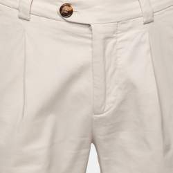 Pre Owned Brunello Cucinelli Cream Cotton Straight Fit Pants S