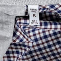 Pre Owned Brunello Cucinelli Blue & Red Checkered Cotton Slim Fit Shirt S