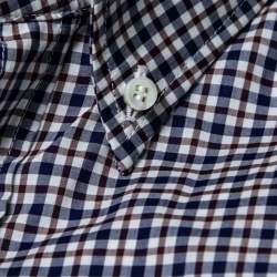 Pre Owned Brunello Cucinelli Blue & Red Checkered Cotton Slim Fit Shirt S