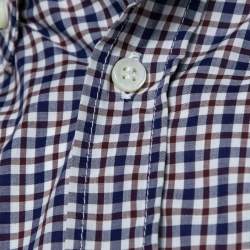 Pre Owned Brunello Cucinelli Blue & Red Checkered Cotton Slim Fit Shirt S