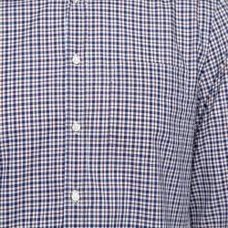 Pre Owned Brunello Cucinelli Blue & Red Checkered Cotton Slim Fit Shirt S