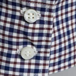 Pre Owned Brunello Cucinelli Blue & Red Checkered Cotton Slim Fit Shirt S
