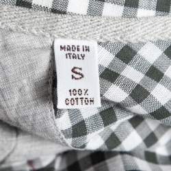 Pre Owned Brunello Cucinelli Grey Checkered Cotton Slim Fit Shirt S