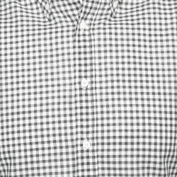 Pre Owned Brunello Cucinelli Grey Checkered Cotton Slim Fit Shirt S