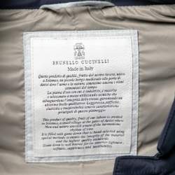 Brunello Cucinelli Blue Down Padded Synthetic Button Front Gilet S