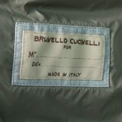Brunello Cucinelli Blue Down Padded Synthetic Button Front Gilet S