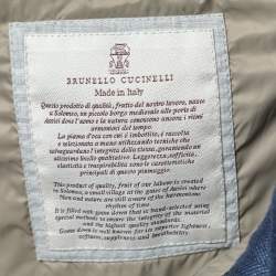 Brunello Cucinelli Blue Down Linen Button Front Gilet L