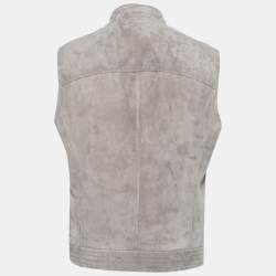 Brunello Cucinelli Grey Suede Zip-Front Vest M
