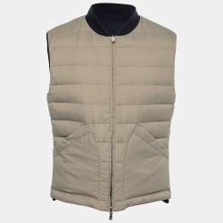 Pre Owned Brunello Cucinelli Navy Blue Linen & Cotton Reversible Jacket Vest M