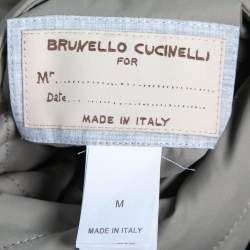 Pre Owned Brunello Cucinelli Navy Blue Linen & Cotton Reversible Jacket Vest M