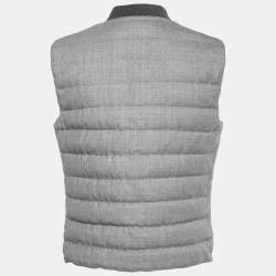 Pre Owned Brunello Cucinelli Grey Wool & Cotton Reversible Jacket Vest M