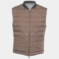 Pre Owned Brunello Cucinelli Grey Wool & Cotton Reversible Jacket Vest M