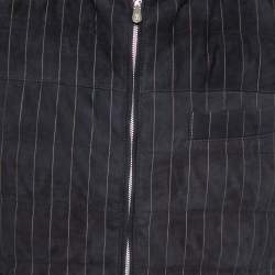 Pre Owned Brunello Cucinelli Navy Blue Striped Suede Jacket Vest M