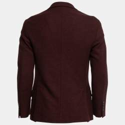 Brunello Cucinelli Burgundy Wool Single-Breasted Blazer S