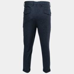 Brunello Cucinelli Dark Blue Fleece Wool Trousers L