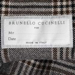 Brunello Cucinelli Grey Checked Wool Single Breasted Blazer M
